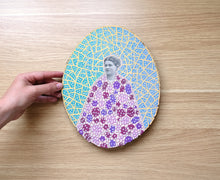Load image into Gallery viewer, Contemporary Collage On Oval Wood Slice