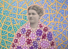 Load image into Gallery viewer, Contemporary Collage On Oval Wood Slice