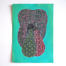 将图片加载到图库查看器,Green Red Couple Portrait Art