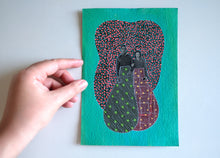 将图片加载到图库查看器,Green Red Couple Portrait Art