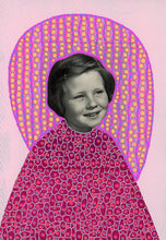 将图片加载到图库查看器,Pink Purple Collage Art Of Smiling Baby Girl