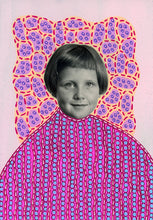 Load image into Gallery viewer, Pink, Red, Purple And Orange Collage On Vintage girl Photo