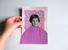 Load image into Gallery viewer, Pink, Red, Purple And Orange Collage On Vintage girl Photo