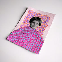 Load image into Gallery viewer, Pink, Red, Purple And Orange Collage On Vintage girl Photo
