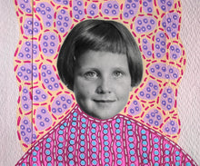 Load image into Gallery viewer, Pink, Red, Purple And Orange Collage On Vintage girl Photo