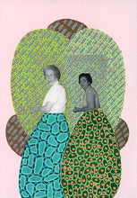 Cargar imagen en el visor de la galería, Pink, Green and Orange Mixed Media Paper Collage Art