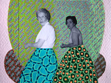 Cargar imagen en el visor de la galería, Pink, Green and Orange Mixed Media Paper Collage Art