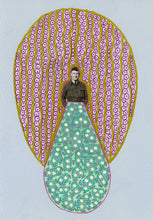 Cargar imagen en el visor de la galería, Gold, Green And Pink Mixed Media Collage