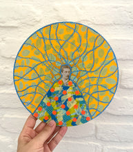 Load image into Gallery viewer, Yellow Turquoise Collage On Plywood Panel