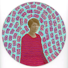 Load image into Gallery viewer, Red Wine And Turquoise Collage On Plywood Panel