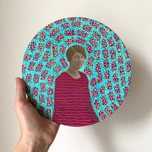 Load image into Gallery viewer, Red Wine And Turquoise Collage On Plywood Panel