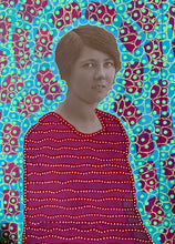 Load image into Gallery viewer, Red Wine And Turquoise Collage On Plywood Panel