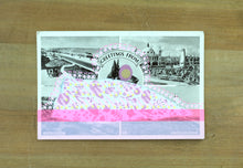 将图片加载到图库查看器,Fluorescent Pink Altered Art Of Vintage Landscape Postcard