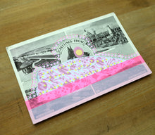 将图片加载到图库查看器,Fluorescent Pink Altered Art Of Vintage Landscape Postcard
