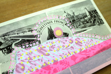 将图片加载到图库查看器,Fluorescent Pink Altered Art Of Vintage Landscape Postcard