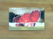 Load image into Gallery viewer, Gold Red Abstract Collage On Vintage Landscape Postcard