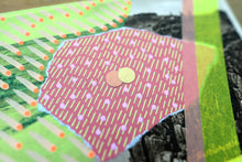 Load image into Gallery viewer, Vintage Bucolic View Postcard Altered With Neon Colours