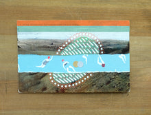 Load image into Gallery viewer, Red And Aqua Green Abstract Composition On Vintage Postcard