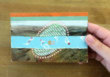 Load image into Gallery viewer, Red And Aqua Green Abstract Composition On Vintage Postcard