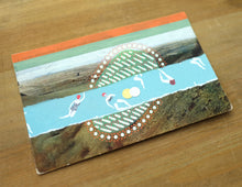 Load image into Gallery viewer, Red And Aqua Green Abstract Composition On Vintage Postcard