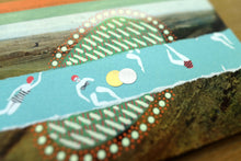 Load image into Gallery viewer, Red And Aqua Green Abstract Composition On Vintage Postcard