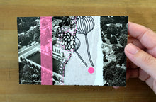 Load image into Gallery viewer, Pink Grey Abstract Art Collage On Vintage Postcard