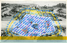 Load image into Gallery viewer, Turquoise Yellow Art Collage On Vintage Postcard