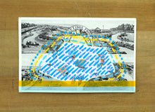 Load image into Gallery viewer, Turquoise Yellow Art Collage On Vintage Postcard