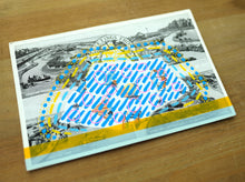 Load image into Gallery viewer, Turquoise Yellow Art Collage On Vintage Postcard