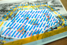 Load image into Gallery viewer, Turquoise Yellow Art Collage On Vintage Postcard