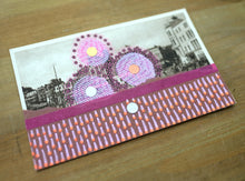 Load image into Gallery viewer, Pink, Brown And Burgundy Abstract Collage On Retro Vintage Postcard