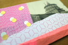 Load image into Gallery viewer, Neon Pink Art Collage On Vintage Cathedral Postcard