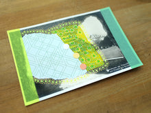 Load image into Gallery viewer, Neon Abstract Art Collage Composition On Vintage Mountain View Postcard