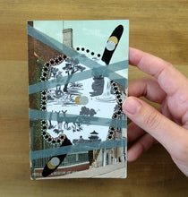 Load image into Gallery viewer, White, Black And Grey Abstract Art Collage On Vintage Postcard