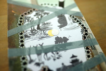 Load image into Gallery viewer, White, Black And Grey Abstract Art Collage On Vintage Postcard