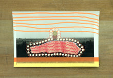 画像をギャラリービューアに読み込む, Orange Red Abstract Art Collage On Vintage Retro Landscape Postcard
