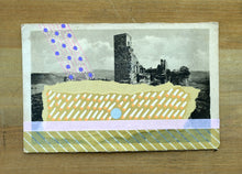 Load image into Gallery viewer, Golden Abstract Art Collage Composition On Vintage Postcard