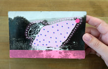 画像をギャラリービューアに読み込む, Neon Pink Contemporary Abstract Art Collage On Vintage Natural Landscape Postcard