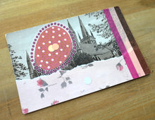 Load image into Gallery viewer, Paper Ephemera Art Collage In Rose Pink, Brown And Red Wine