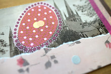 Load image into Gallery viewer, Paper Ephemera Art Collage In Rose Pink, Brown And Red Wine