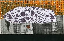 Load image into Gallery viewer, Black Orange Contemporary Collage On Vintage Postcard