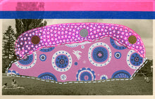 Load image into Gallery viewer, Electric Blue And Neon Pink Abstract Art Collage On Retro Vintage Postcard