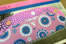 Load image into Gallery viewer, Electric Blue And Neon Pink Abstract Art Collage On Retro Vintage Postcard