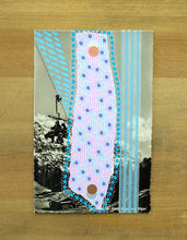Load image into Gallery viewer, Pink Blue Abstract Collage On Vintage Mountain View Postcard