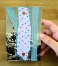 Load image into Gallery viewer, Pink Blue Abstract Collage On Vintage Mountain View Postcard