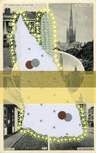 Load image into Gallery viewer, Yellow Gold Abstract Collage On Retro Postcard