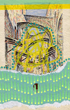 Load image into Gallery viewer, Mint Green And Yellow Abstraction On Vintage Illustrated Postcard