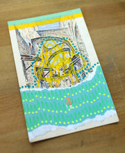 Load image into Gallery viewer, Mint Green And Yellow Abstraction On Vintage Illustrated Postcard