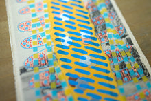 Load image into Gallery viewer, Light Blue Yellow Mixed Media Collage Art On Vintage Retro Postcard