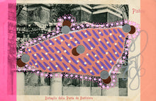 Cargar imagen en el visor de la galería, Pink Purple Collage On Vintage Pistoia Postcard